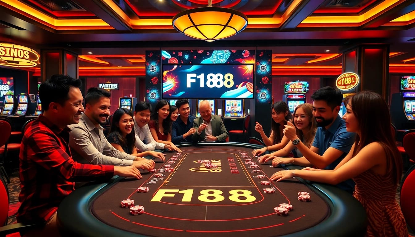 Experience the excitement of gambling at F168's vibrant casino game tables.