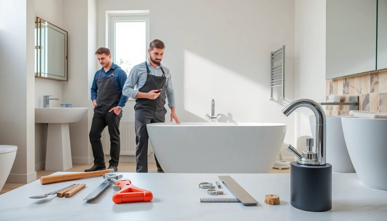 Manchester bathroom fitters enhancing a stylish bathroom design with modern fixtures.