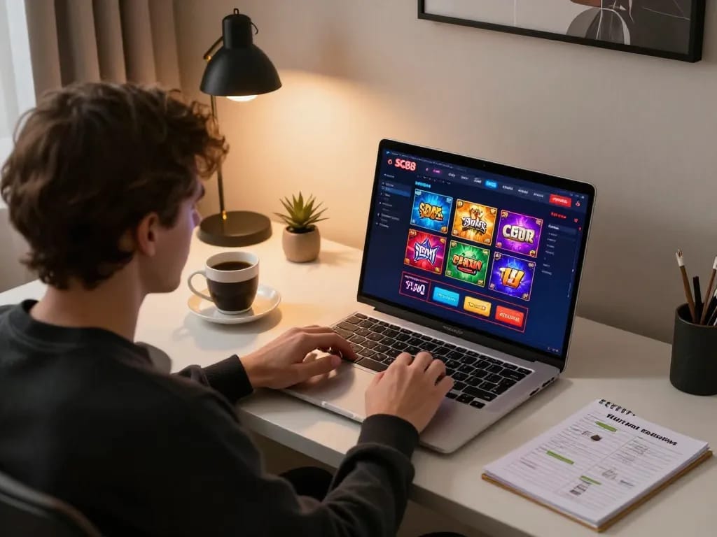 Engaging gameplay at SC88 online casino with colorful interface and relaxing home atmosphere.