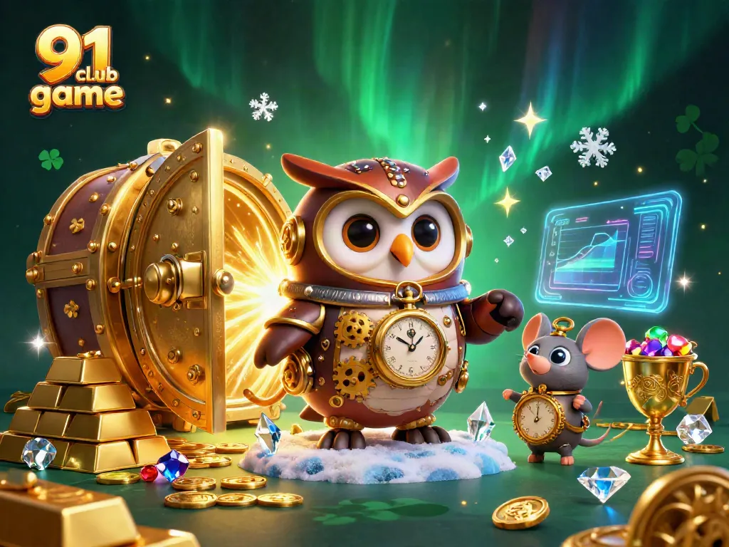 Experience the excitement of 91 club game with a fantastical owl and rich casino treasures.