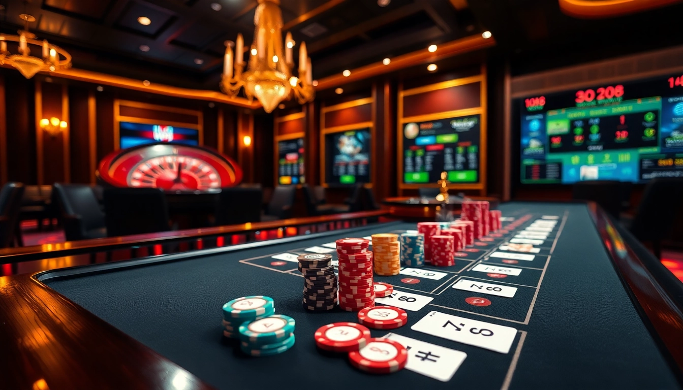 Engaging scene of gamblers enjoying Nhà cái Lu88 at a luxurious casino table.