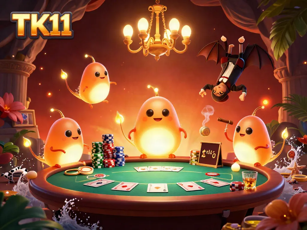Engage TK11's vibrant casino scene led by glowworms lighting up the poker action.