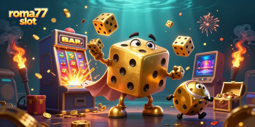 Rasakan keseruan permainan roma77 slot dengan simbol kemenangan dan karakter mengagumkan yang menciptakan momen jackpot.