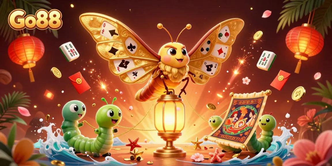 Experience the thrill at Go88 with a vibrant 3D casino scene featuring gold elements and iconic motifs.