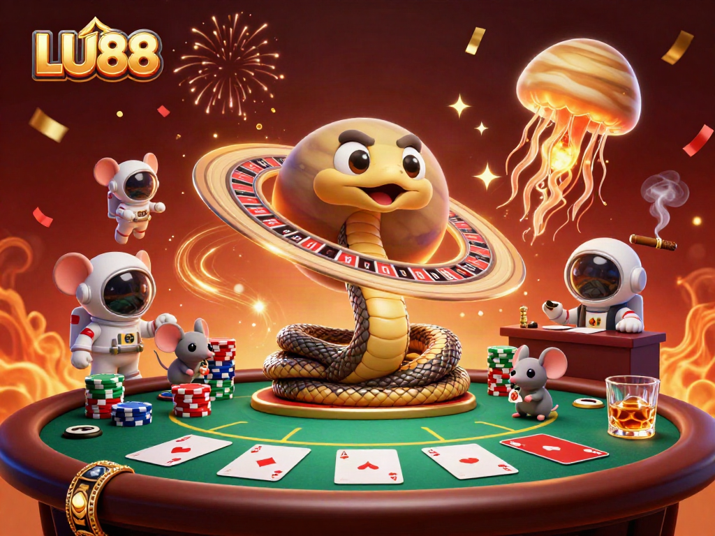 LU88 attracts excitement as astronaut mice place bets on a cosmic roulette wheel.