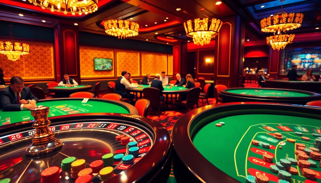 Experience the thrill of an MGA casino with vibrant poker tables, roulette wheels, and exciting gameplay.