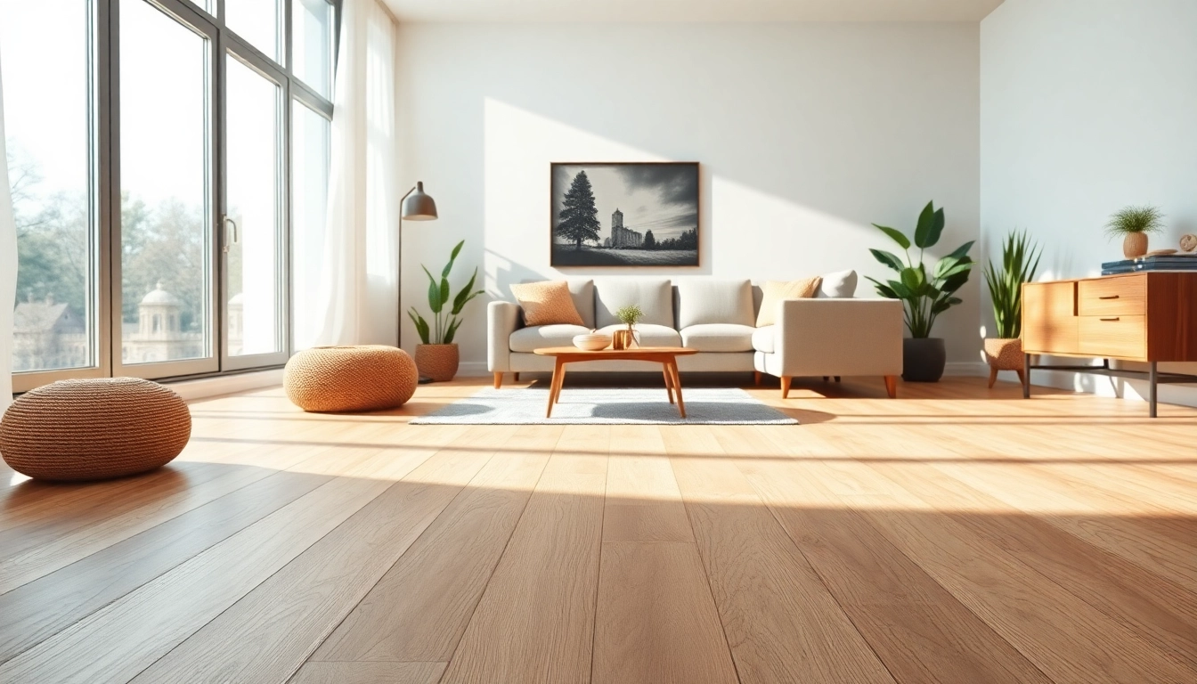 Revamped living room showcasing cheap vinyl flooring with natural light highlighting its features.