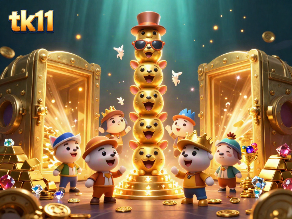Engage in thrilling tk11 gameplay amidst golden treasures and vibrant characters in an enchanting casino scene.