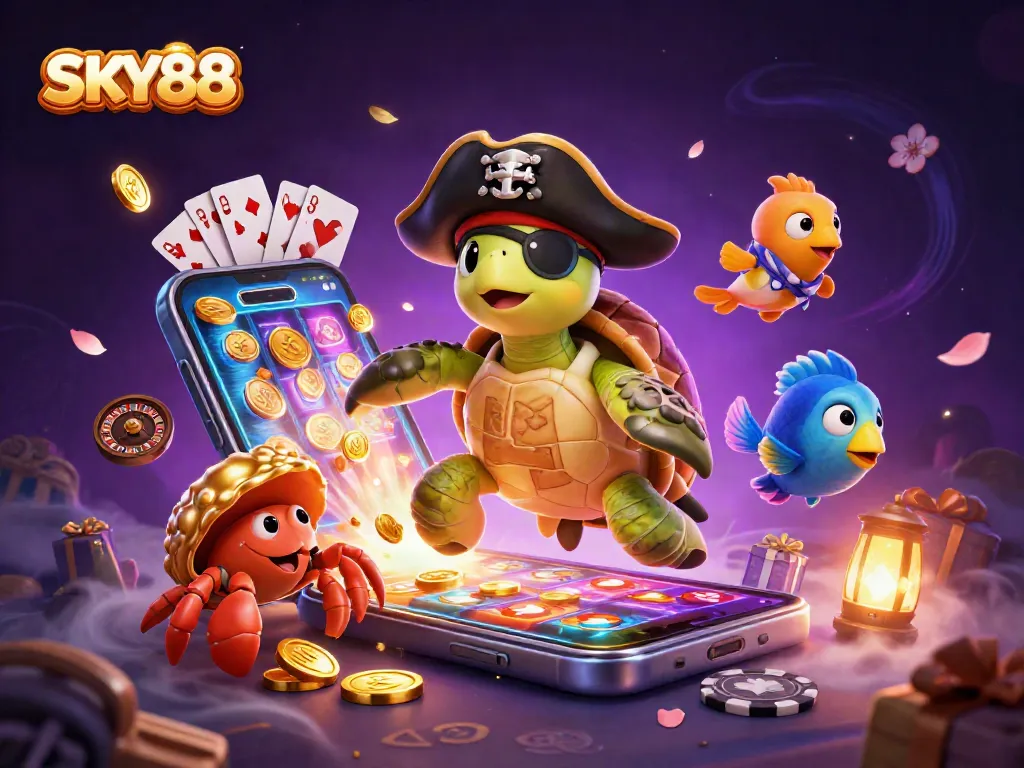 Experience thrilling gameplay at SKY88 with vibrant characters and dynamic casino elements.