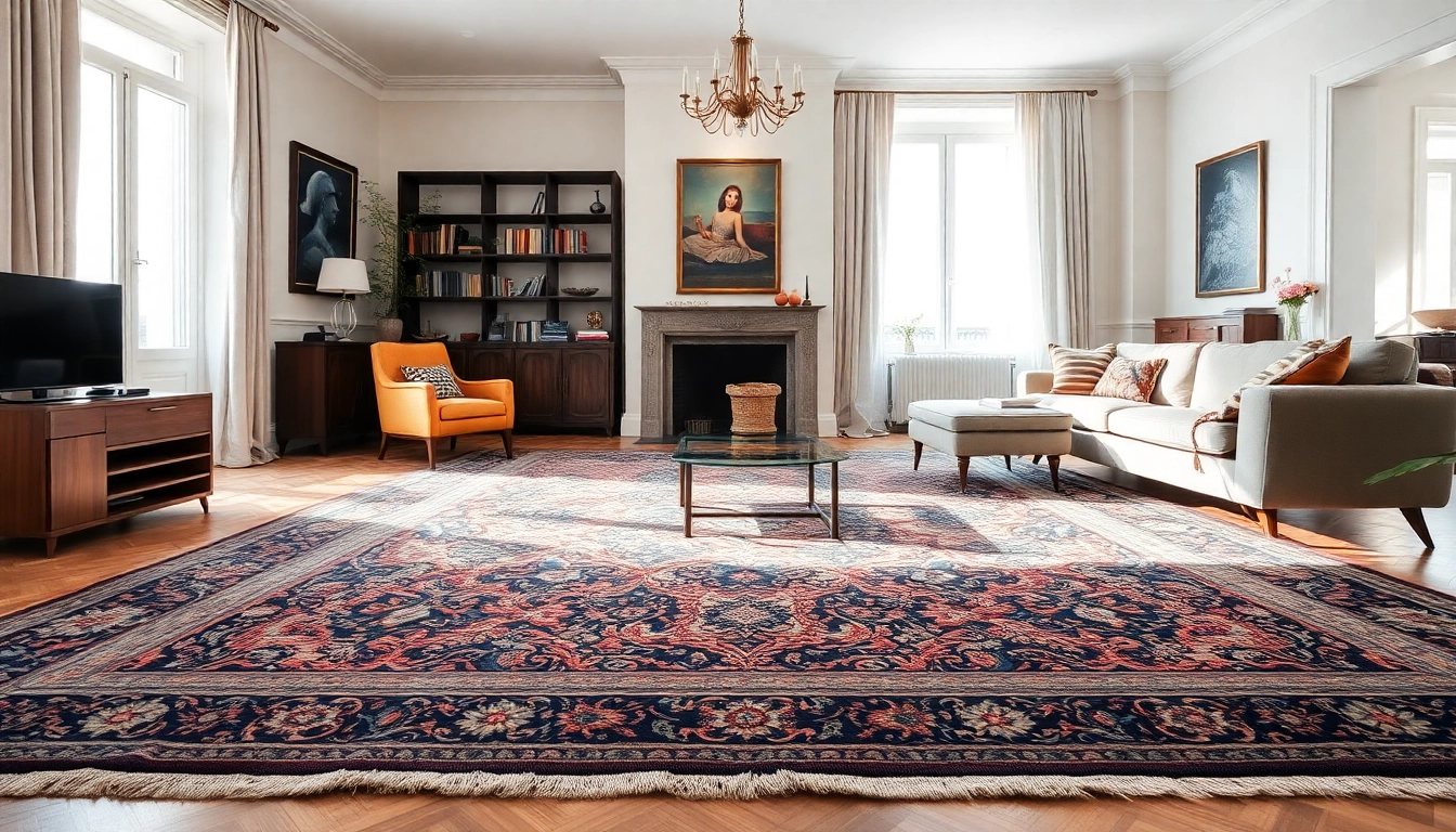 Admire a Tappeto persiano Milano showcasing elegant designs and vivid colors, enhancing a chic interior.