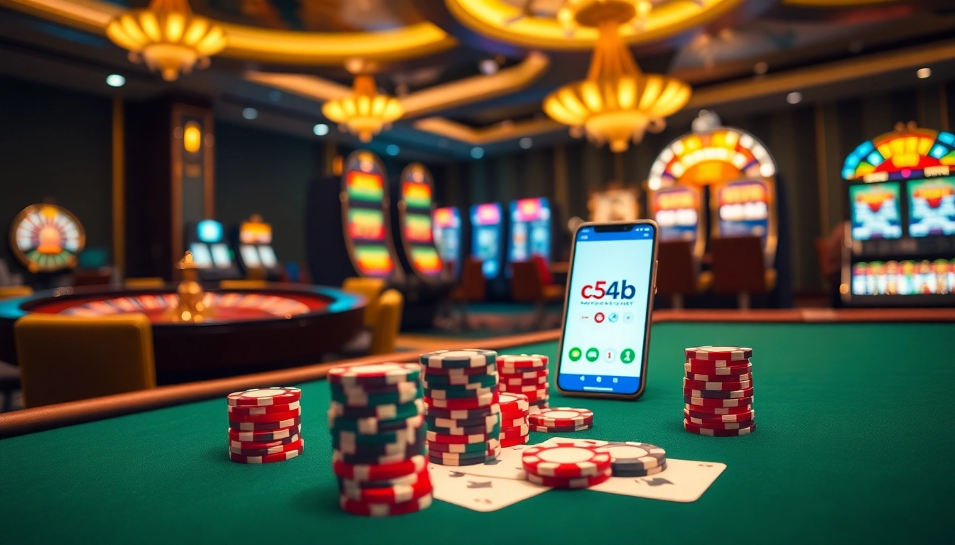 Experience casino thrill at c54.gb.net with vibrant poker chips and an elegant gambling table.