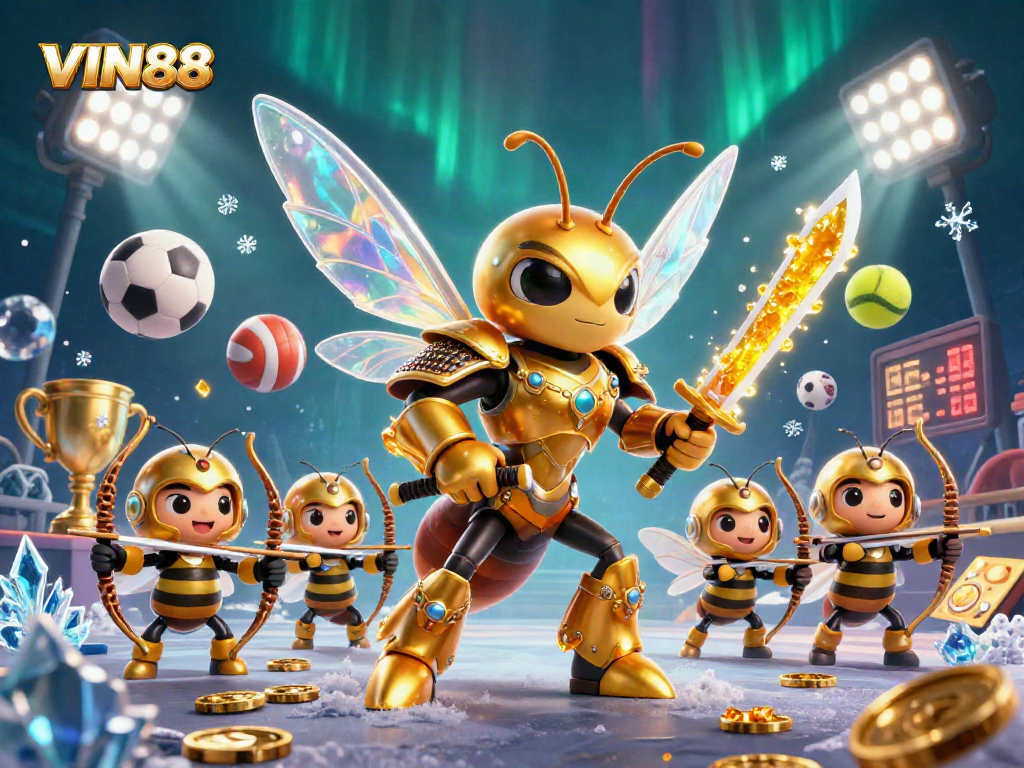 Experience thrilling gaming with VIN88's dynamic sports betting scene featuring vibrant 3D elements.
