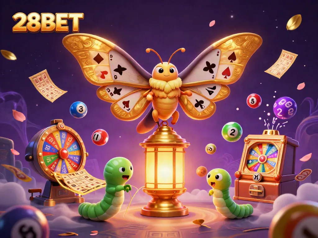 Bet on exciting moments with 28BET in this colorful, vibrant casino-themed illustration