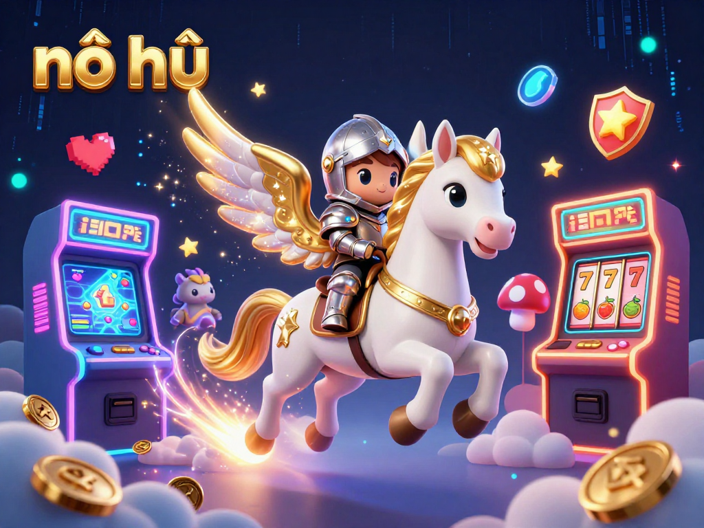 Experience the thrill of nổ hũ with vibrant slot machines and celestial characters.