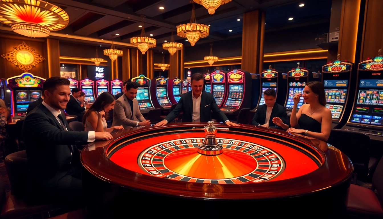 Players experiencing the thrill of gambling at KJC's luxurious casino.