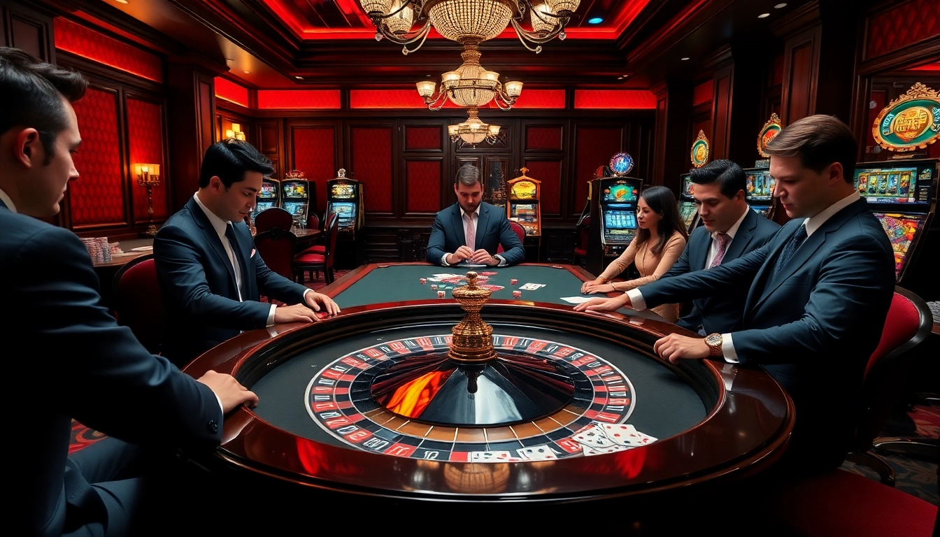 Players enjoy high-stakes roulette at F168's luxurious casino, showcasing excitement and strategic gameplay.
