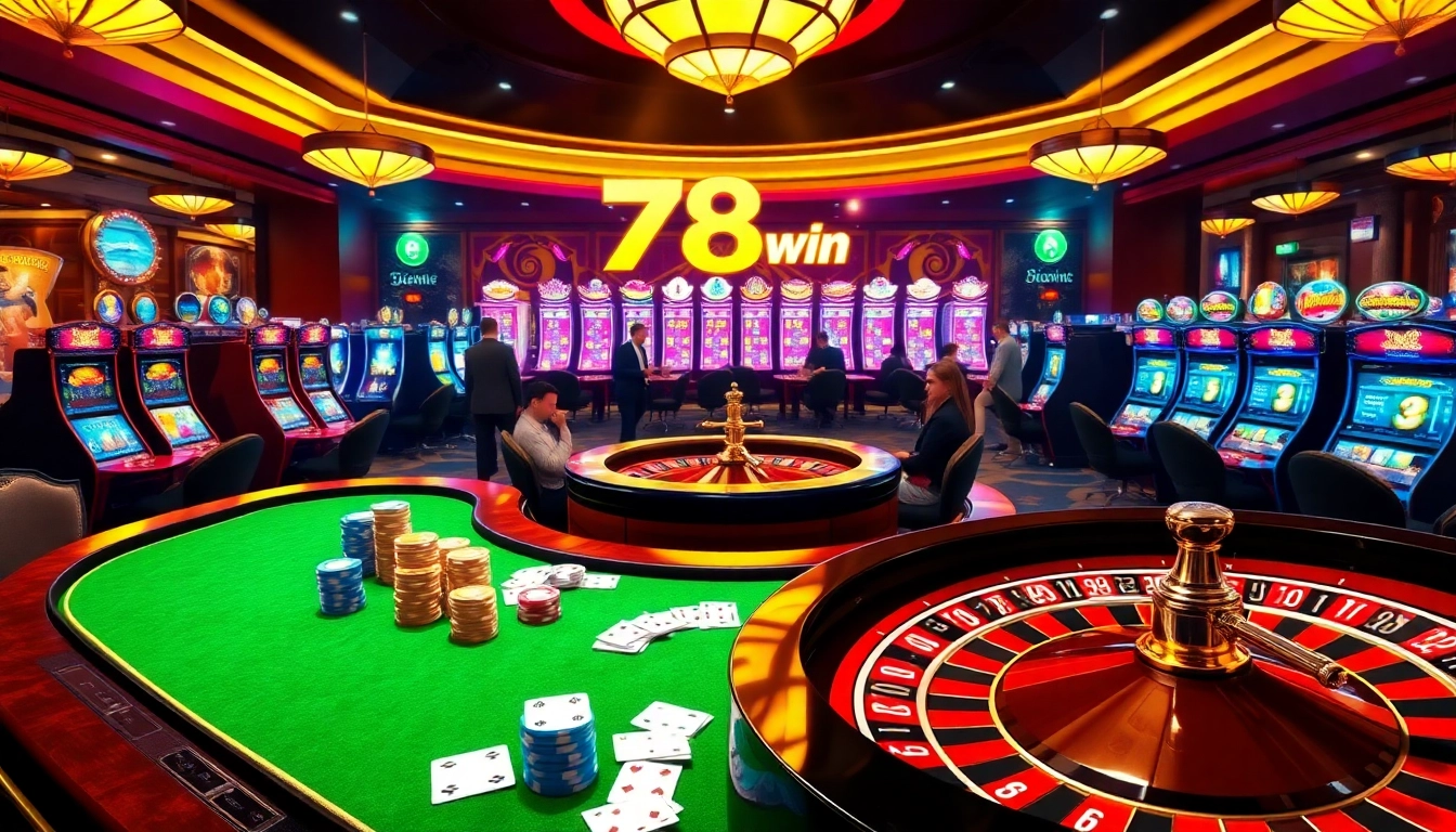 Exciting gameplay at the 789win club, showcasing vibrant casino tables and colorful poker chips.