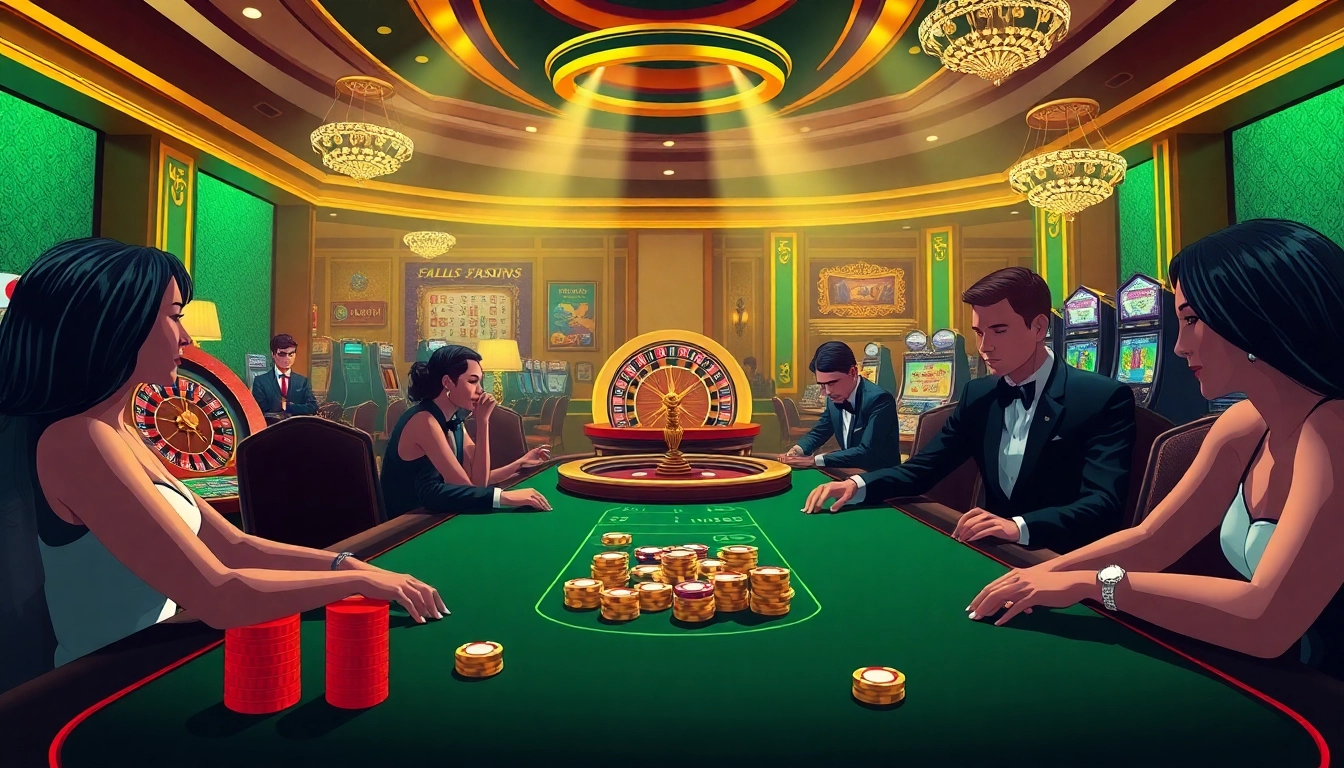 TT88 gamblers engaging at a luxurious poker table in an upscale casino setting.