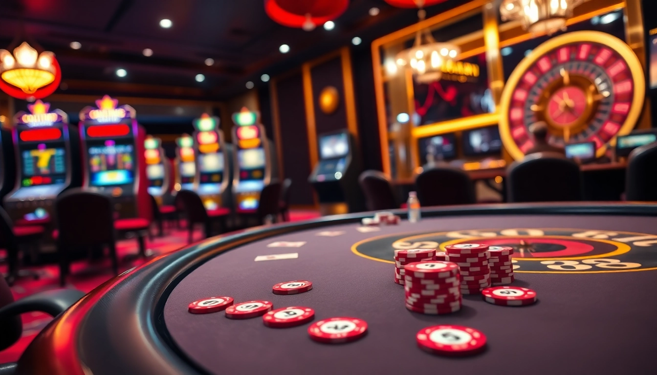 Competitive players enjoy a game at a GG88 branded poker table in a luxurious casino atmosphere.