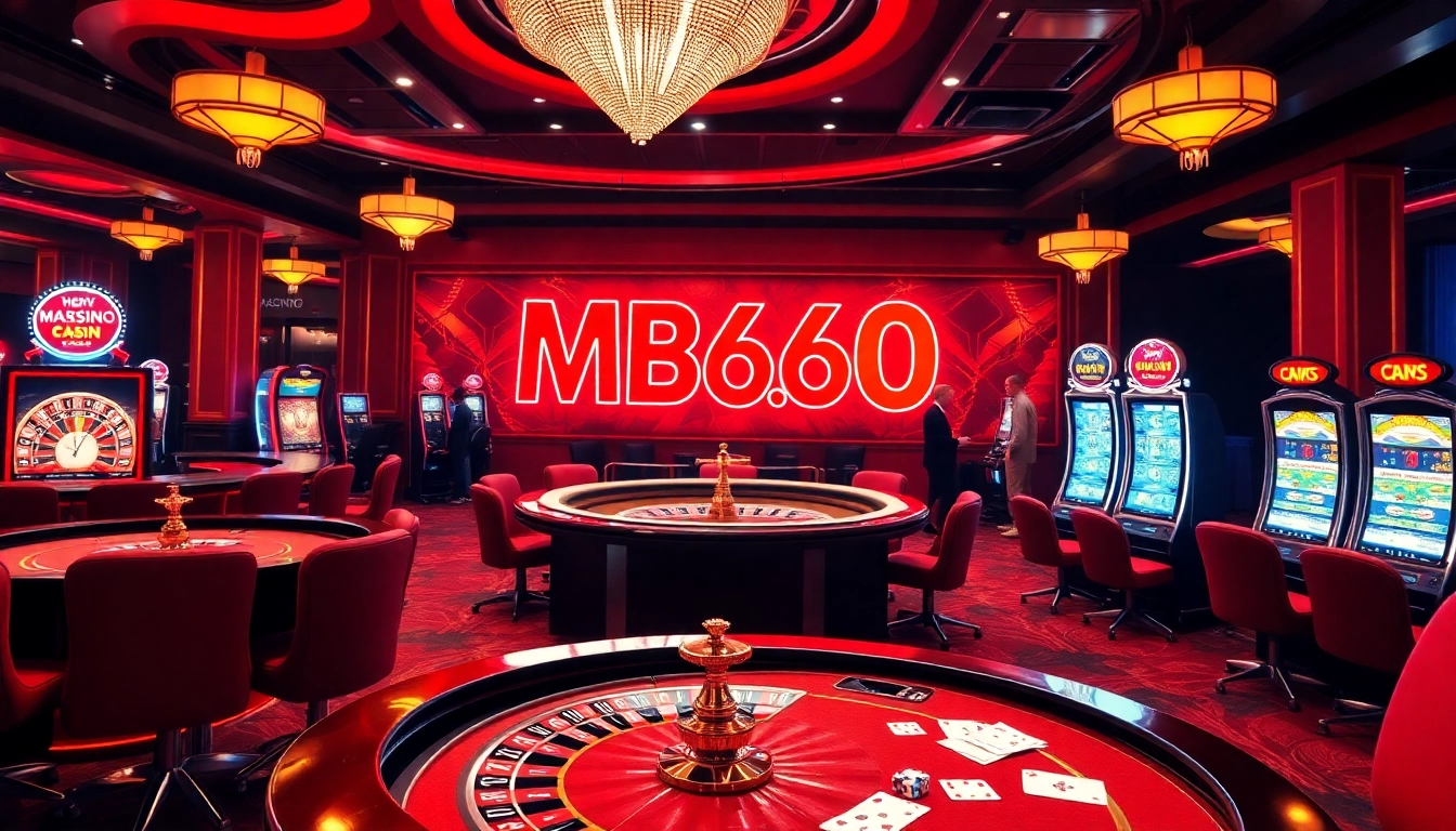 Experience thrilling gameplay at MB66.COM, featuring luxury casino tables and vibrant gaming atmosphere.