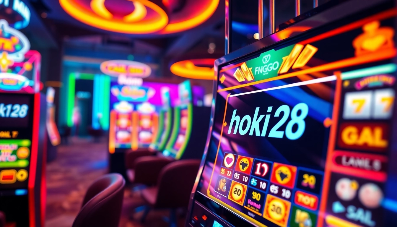 Experience the thrill of hoki138 with vibrant slot machines in an engaging online casino setup.