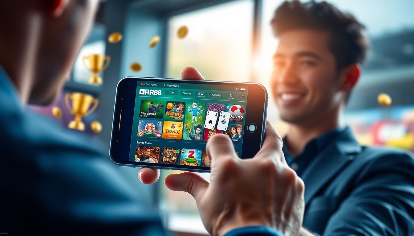 Explore the RR88 gaming experience with a vibrant interface showcasing casino games and sports betting.