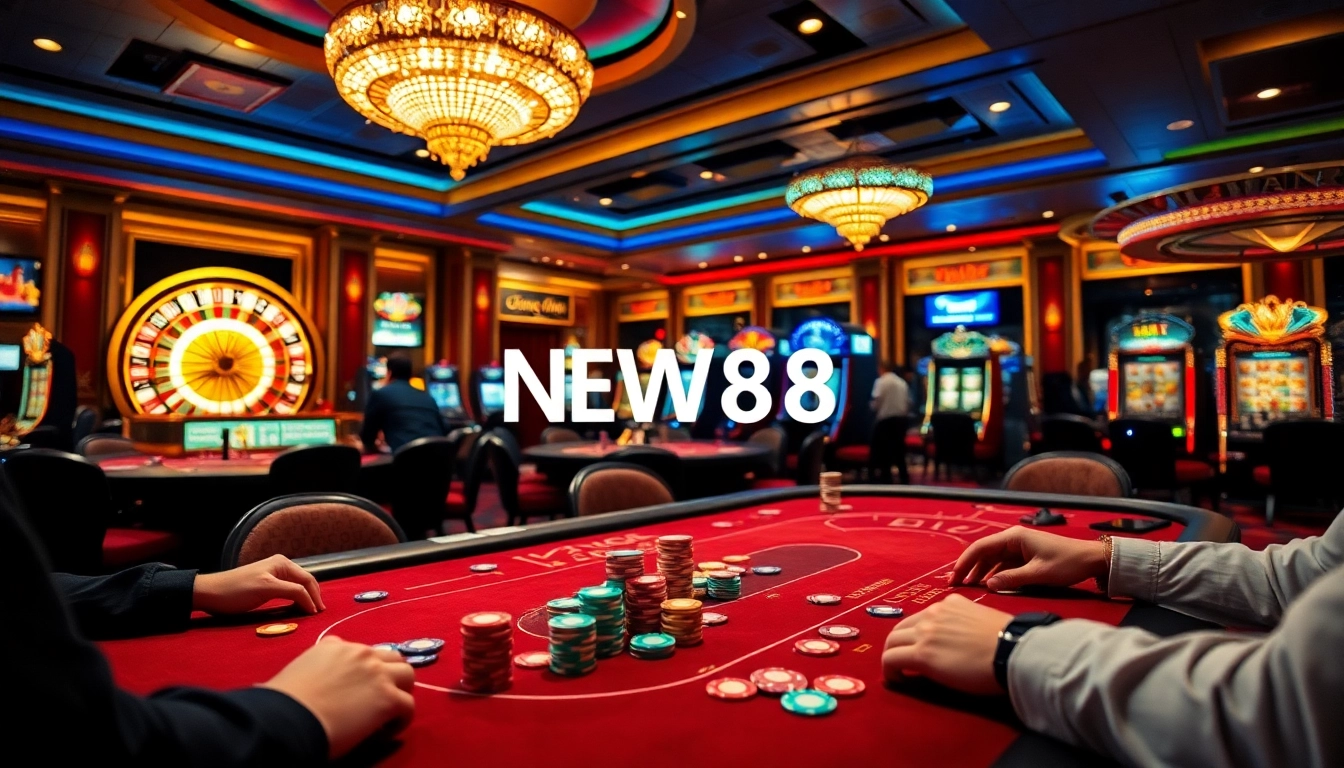 Players experiencing the excitement of NEW88 Trang chủ at a lively casino table