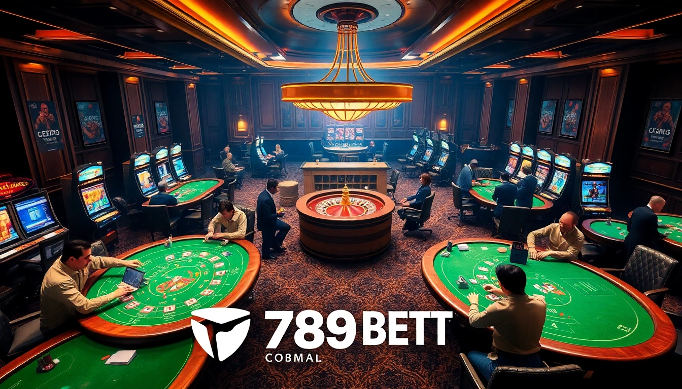 Immerse in the thrilling casino atmosphere with a vibrant scene featuring 789BET COM poker games.