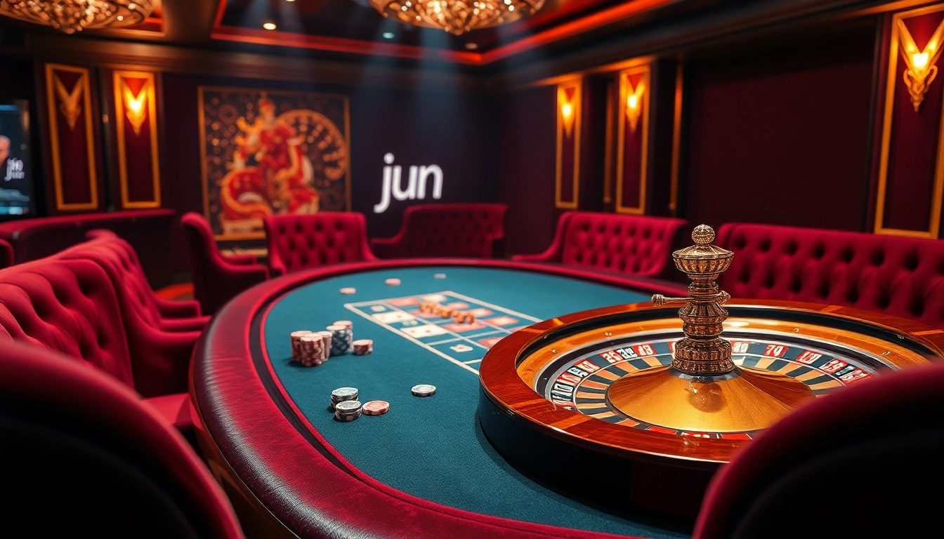 Experience thrilling gameplay at Jun 88 with vibrant casino tables and dynamic roulette action.