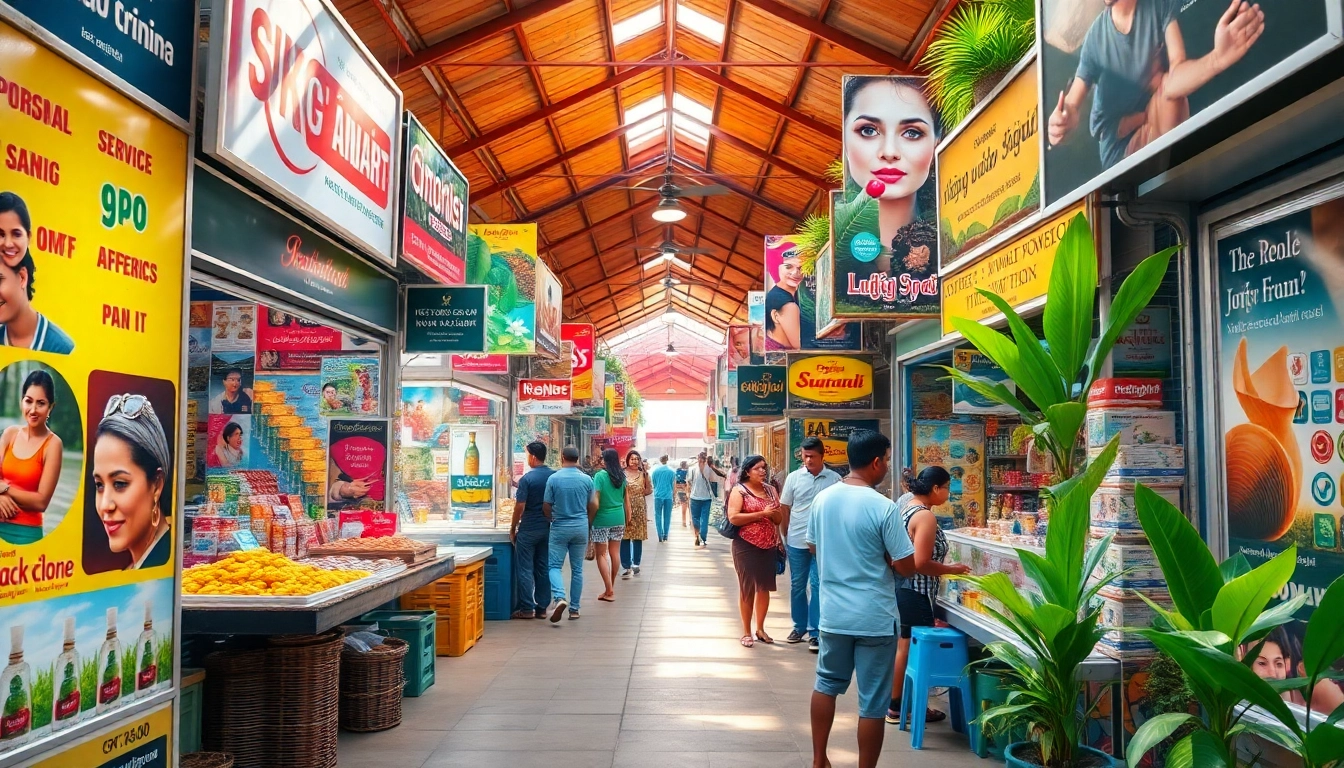 Lanka Ad marketplace showcasing vibrant local advertisements and a lively atmosphere in Sri Lanka.