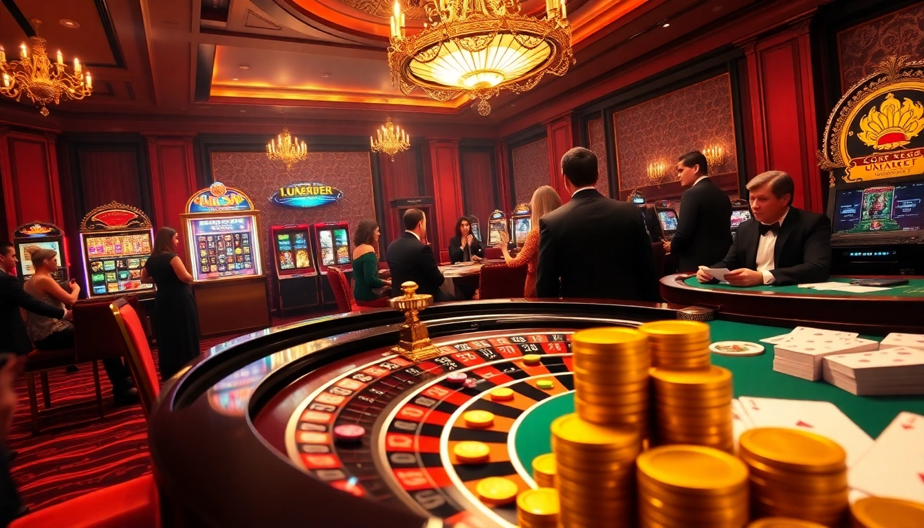 Players engage in exciting betting at a glamorous casino with s8 gaming elements, enhancing the gambling experience.
