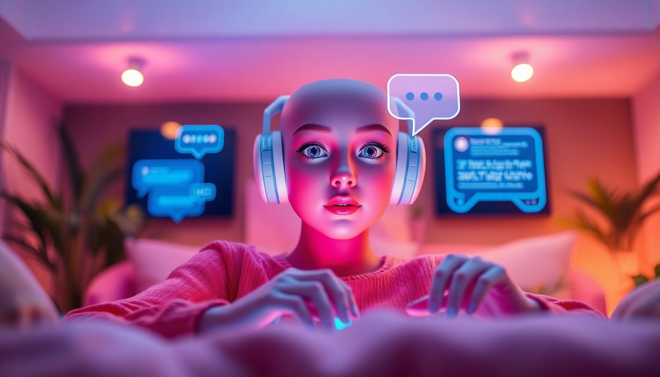 Engaging AI sex chat interaction in a cozy digital atmosphere with warm tones.