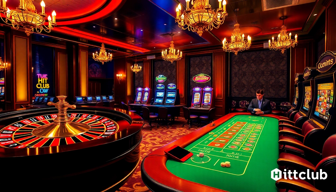 HitClub players engaging in an exciting poker game at a luxurious casino table.