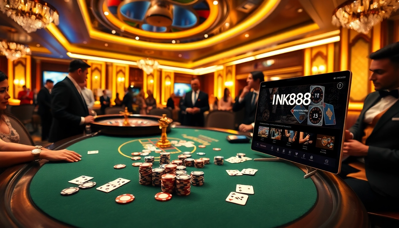 High-stakes poker gameplay at casino showcasing NK88 online platform excitement.
