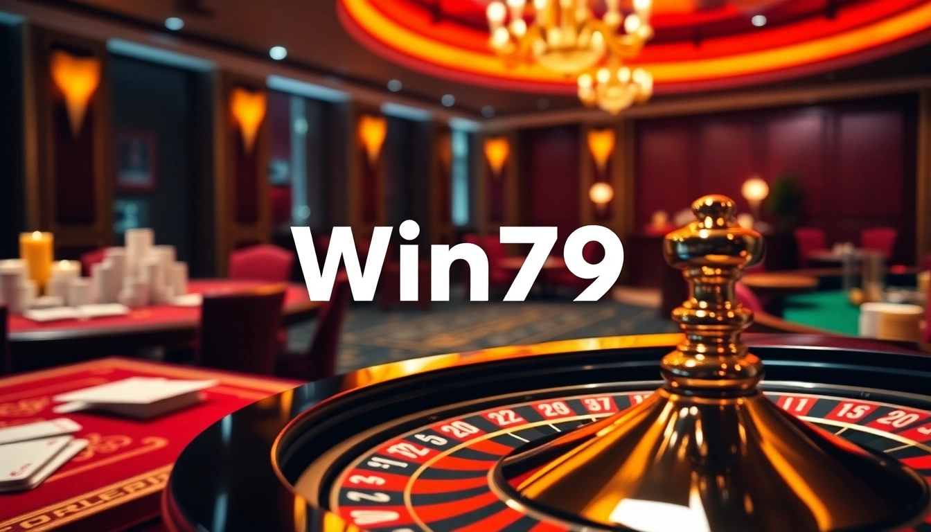 Players engaging with the thrilling online casino experience at Win79 with vibrant gaming elements.