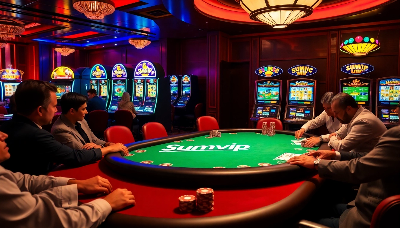Experience the excitement of betting at Sumvip with vibrant casino games and colorful chips.