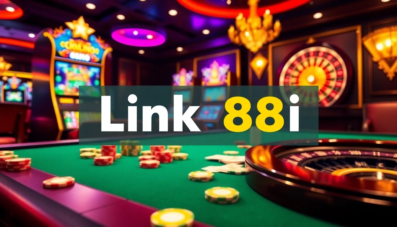 The excitement of an online casino game at link 88i, featuring colorful chips and vibrant machines.