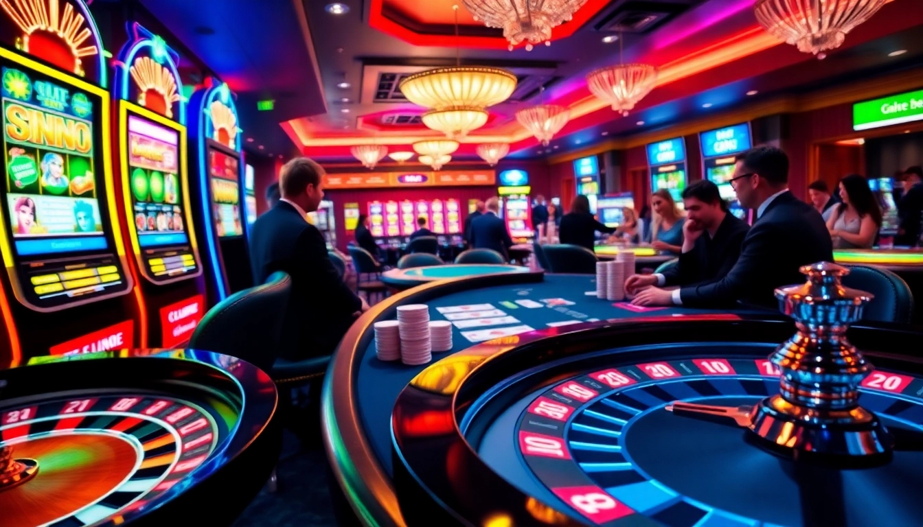 Experience the thrill of Onbet com with vibrant casino games featuring slot machines and poker tables.