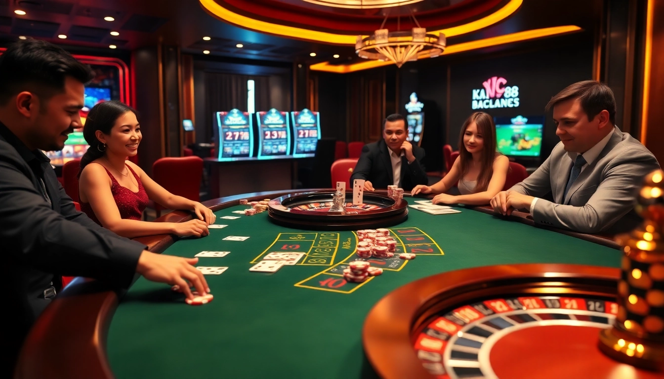 Experience the excitement of kjc xx88 with players at a luxurious blackjack table.