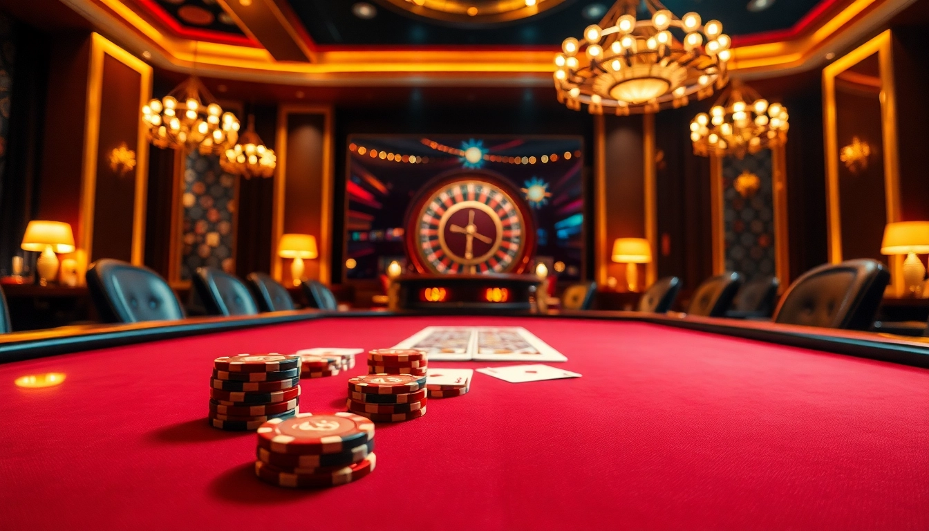 Engaging scene of high-stakes poker game showcasing Trang chủ LC88 with elegant cards and chips.