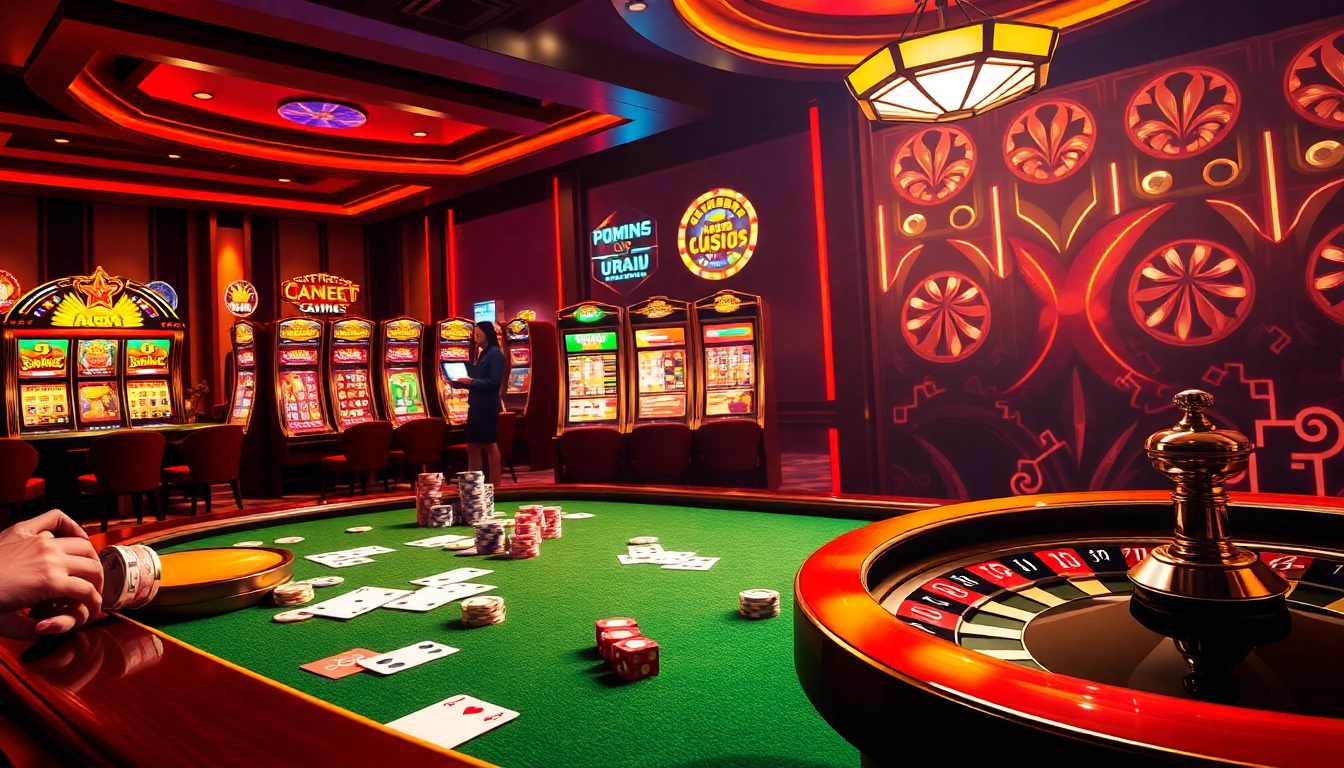 Experience the thrill of winning at DH88.com with poker chips and slot machines in a luxurious casino.