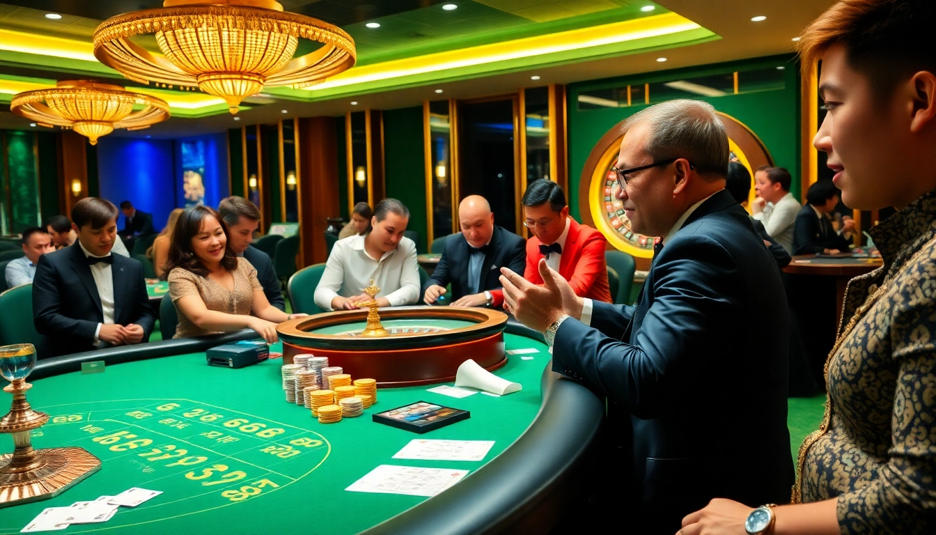 B52club players placing bets at an exhilarating casino table, capturing high-stakes gameplay.