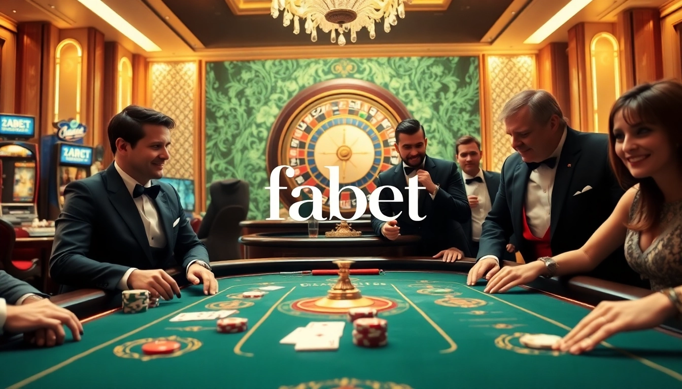 Experience the excitement of fabet as players strategize at a vibrant poker table in a luxury casino.