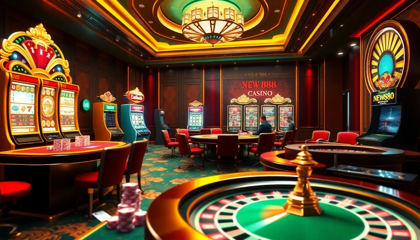 Players enjoying thrilling games at New888's luxurious online casino.