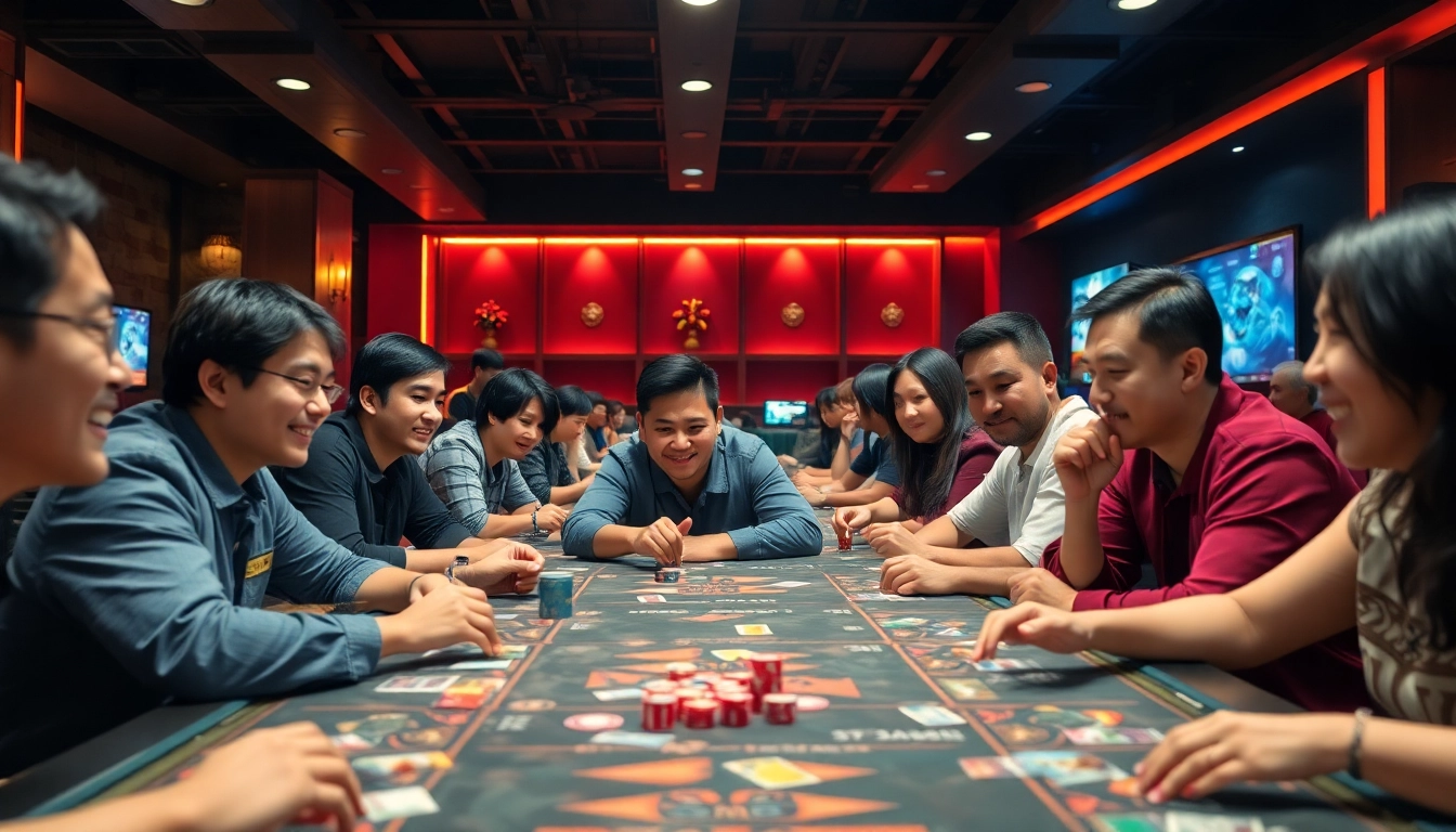 Exciting atmosphere of gamebaidoithuong in a vibrant gaming lounge.