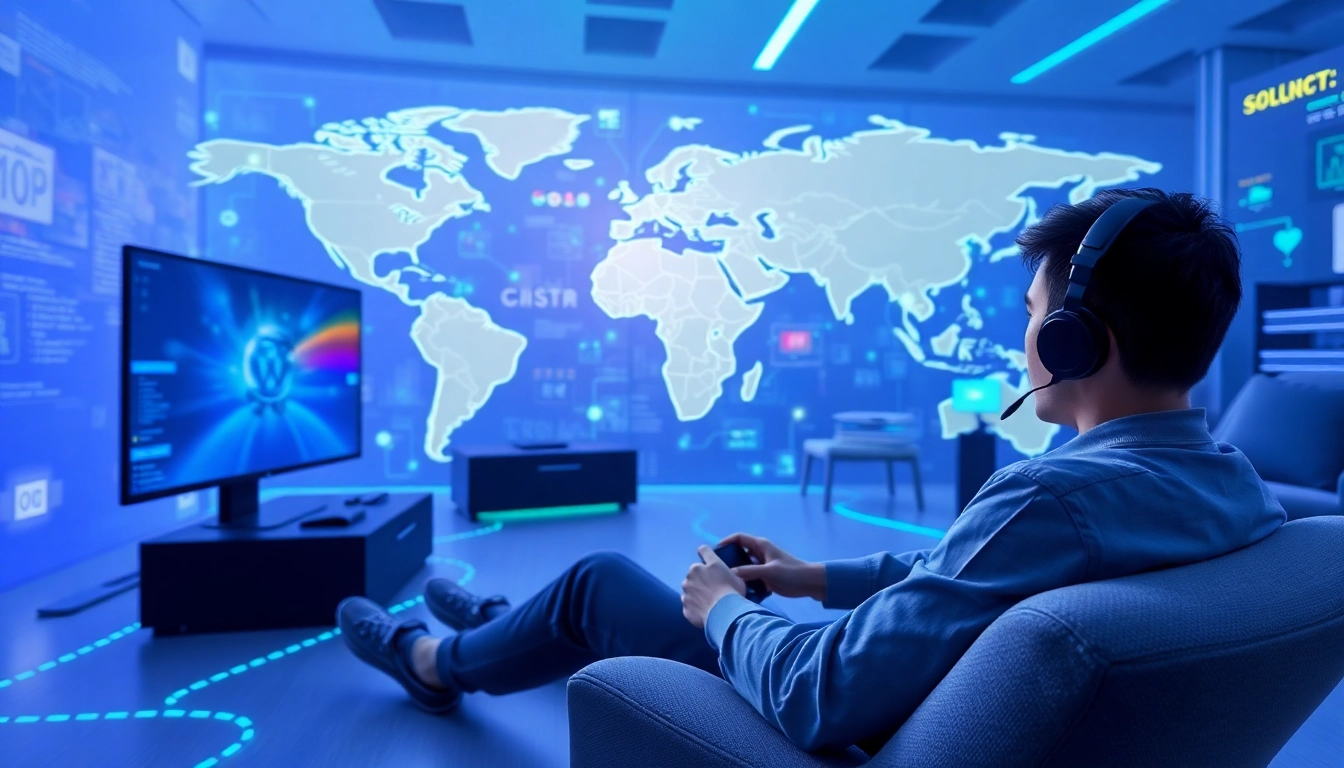 展示用于游戏和流媒体的全球快速且安全连接的快连VPN界面。