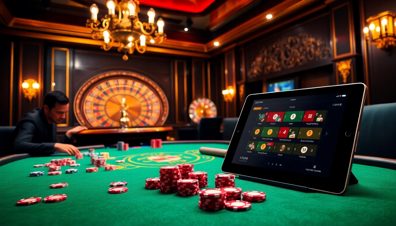 Experience the thrill of winning at Go8.com with a vibrant casino scene featuring poker action and roulette excitement.