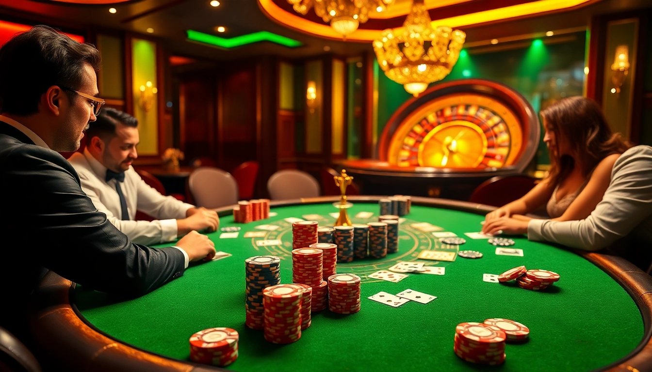 Experience the thrill of poker action at 79king's luxurious gaming table filled with colorful chips and cards.