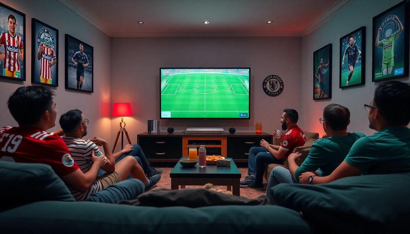 Excited fans watching live football on Vaoluoitv, enjoying the match day atmosphere.