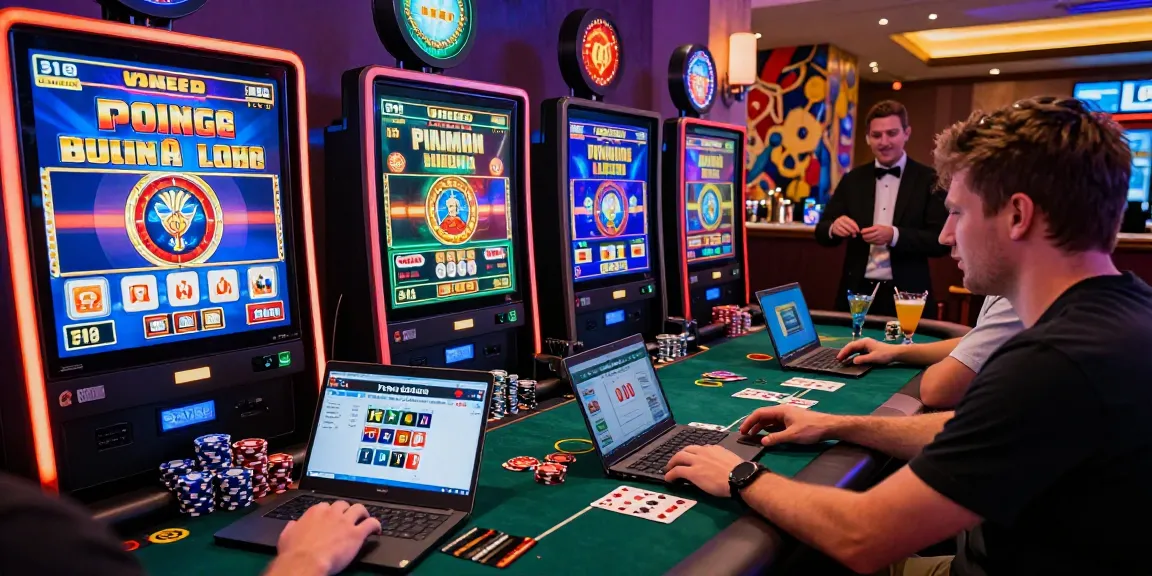 Engaging scene at casinos that accept credit cards with players enjoying diverse games and vibrant atmosphere